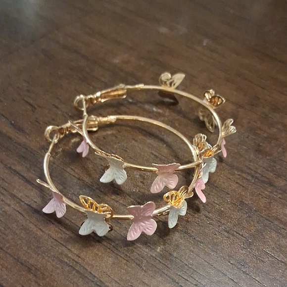 Jewelry - Elegant Gold Butterfly Hoop Earrings